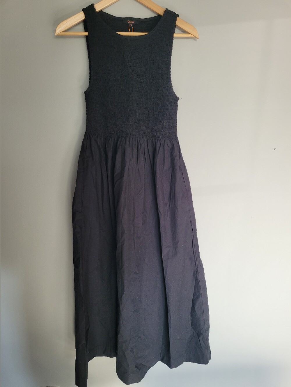 NWT Quince 100% Organic Cotton Poplin Boat Neck Maxi Dress - Black XS - Picture 2 of 10